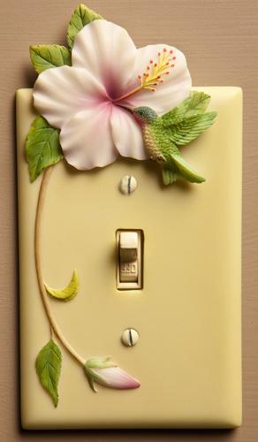 Hummingbird and Hibiscus Switch Plate-Single