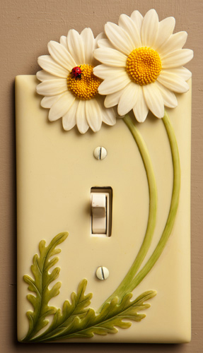 Ladybug Daisies Switch Plate-Single