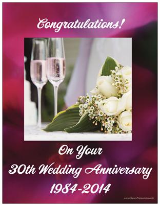 Congratulations on your 30th Wedding Anniversary Poster