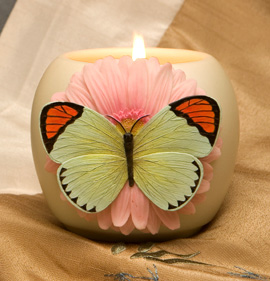 Orange Tipped Butterfly Votive Candle Holder