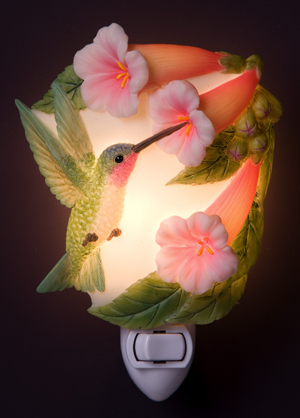 Hummingbird and Trumpet Flowers Night Light