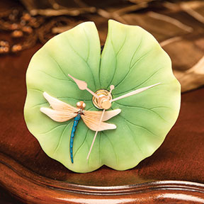 Dragonfly on Lotus Leaf Clock