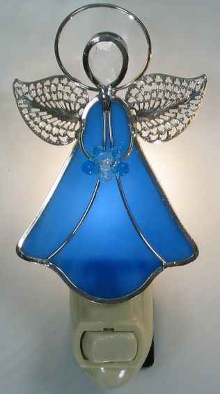 Angel with Bouquet Stained Glass Night Light