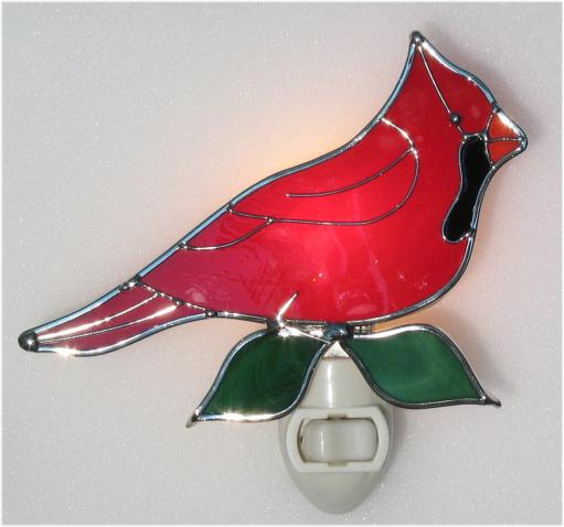 Cardinal Stained Glass Night Light