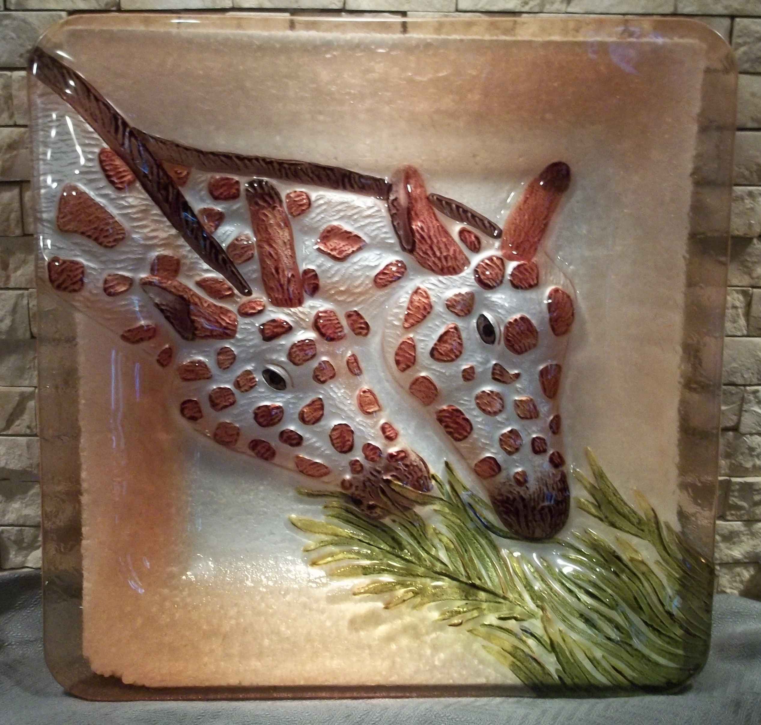 Giraffe Art Glass Platter