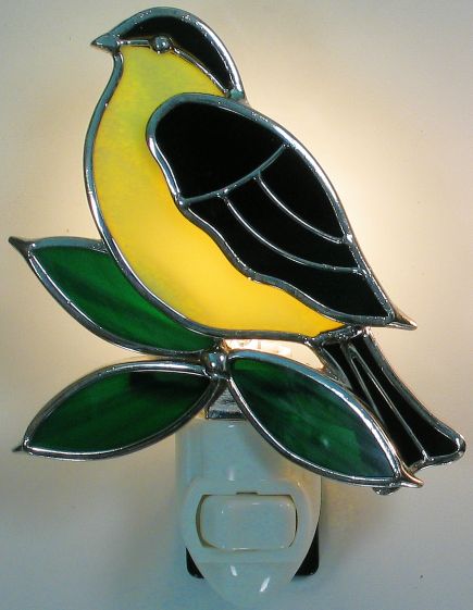 Goldfinch Stained Glass Night light