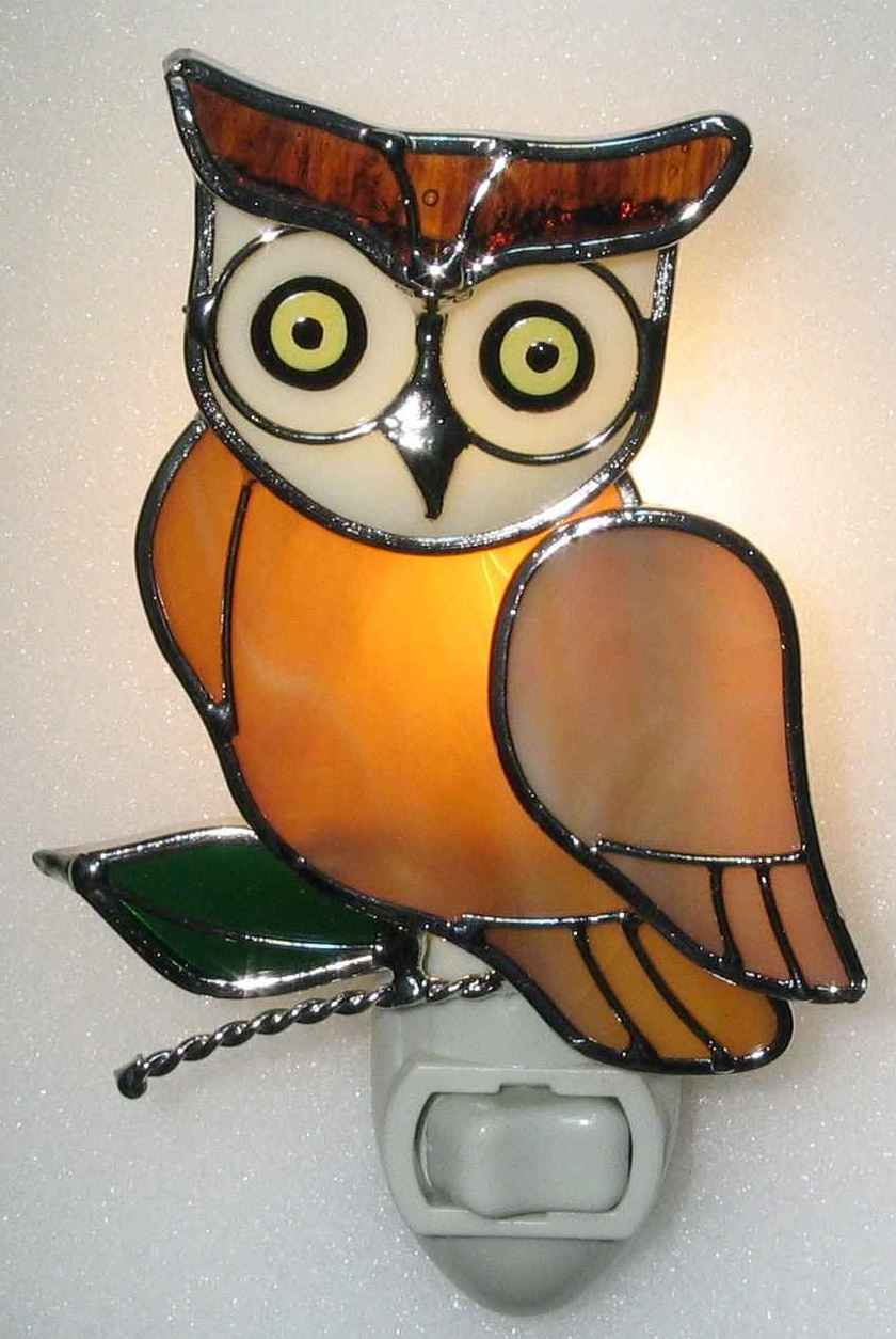Owl Stained Glass Night Light