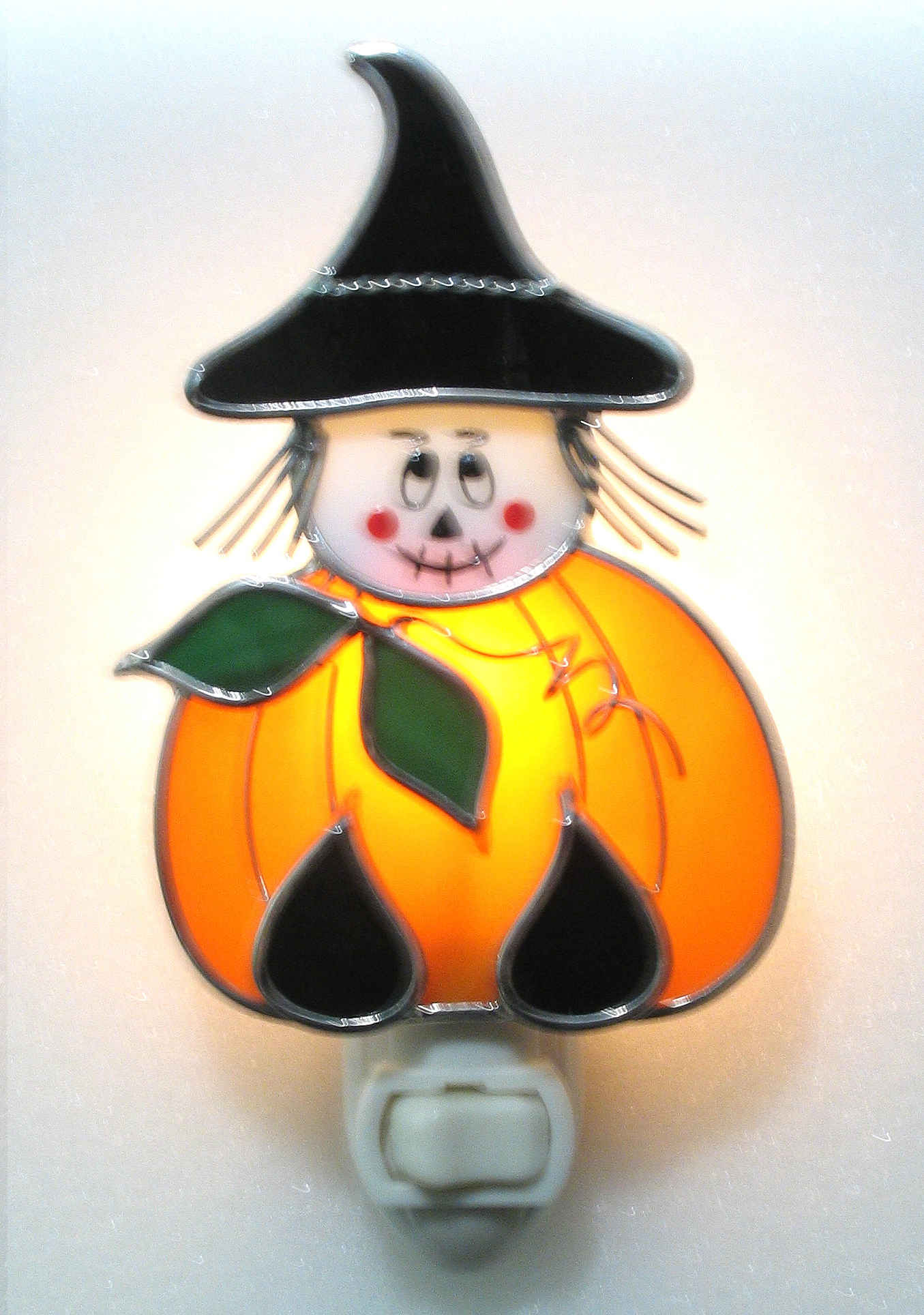Stained Glass Pumpkin Witch Night Light