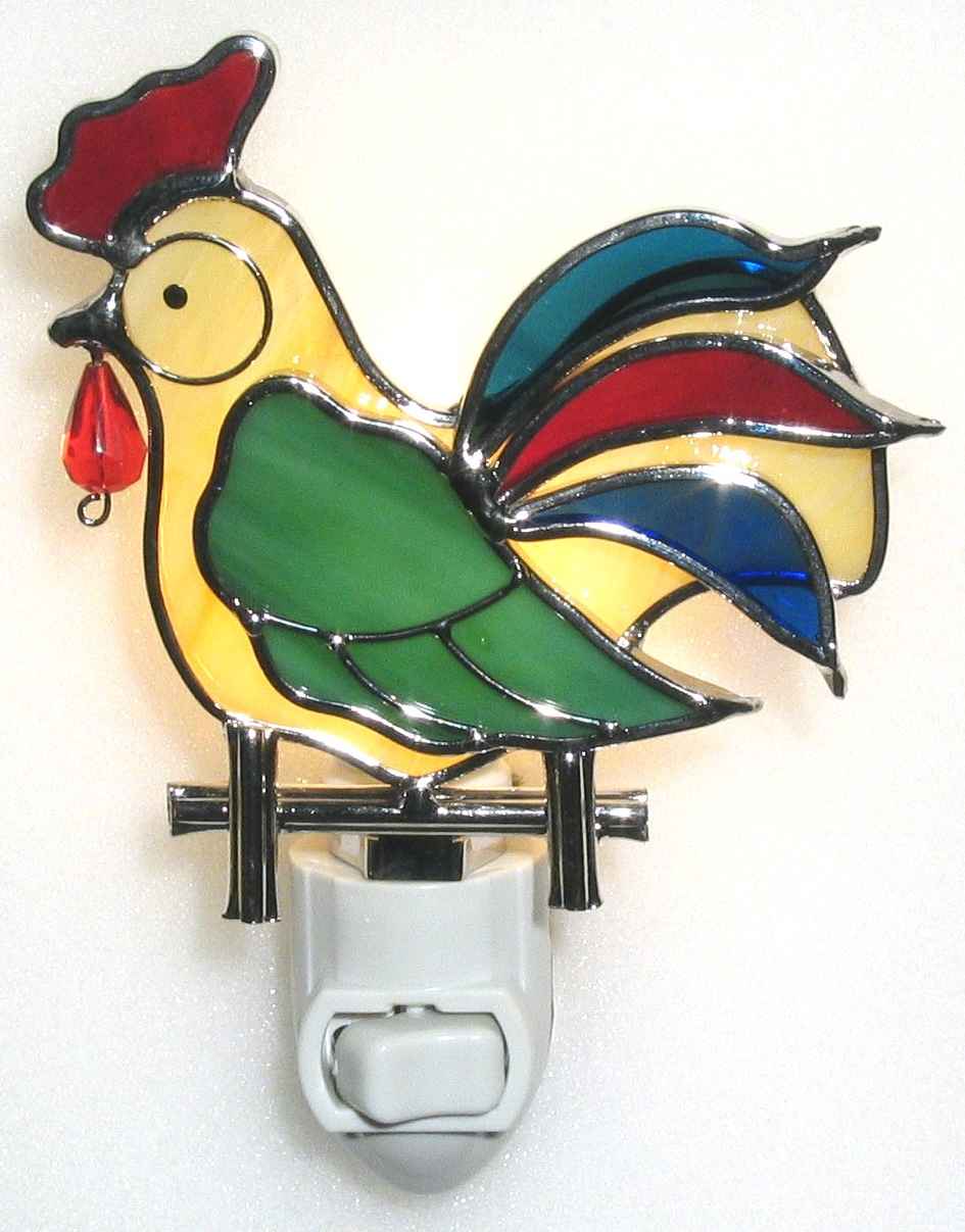 Rooster Stained Glass Night Light