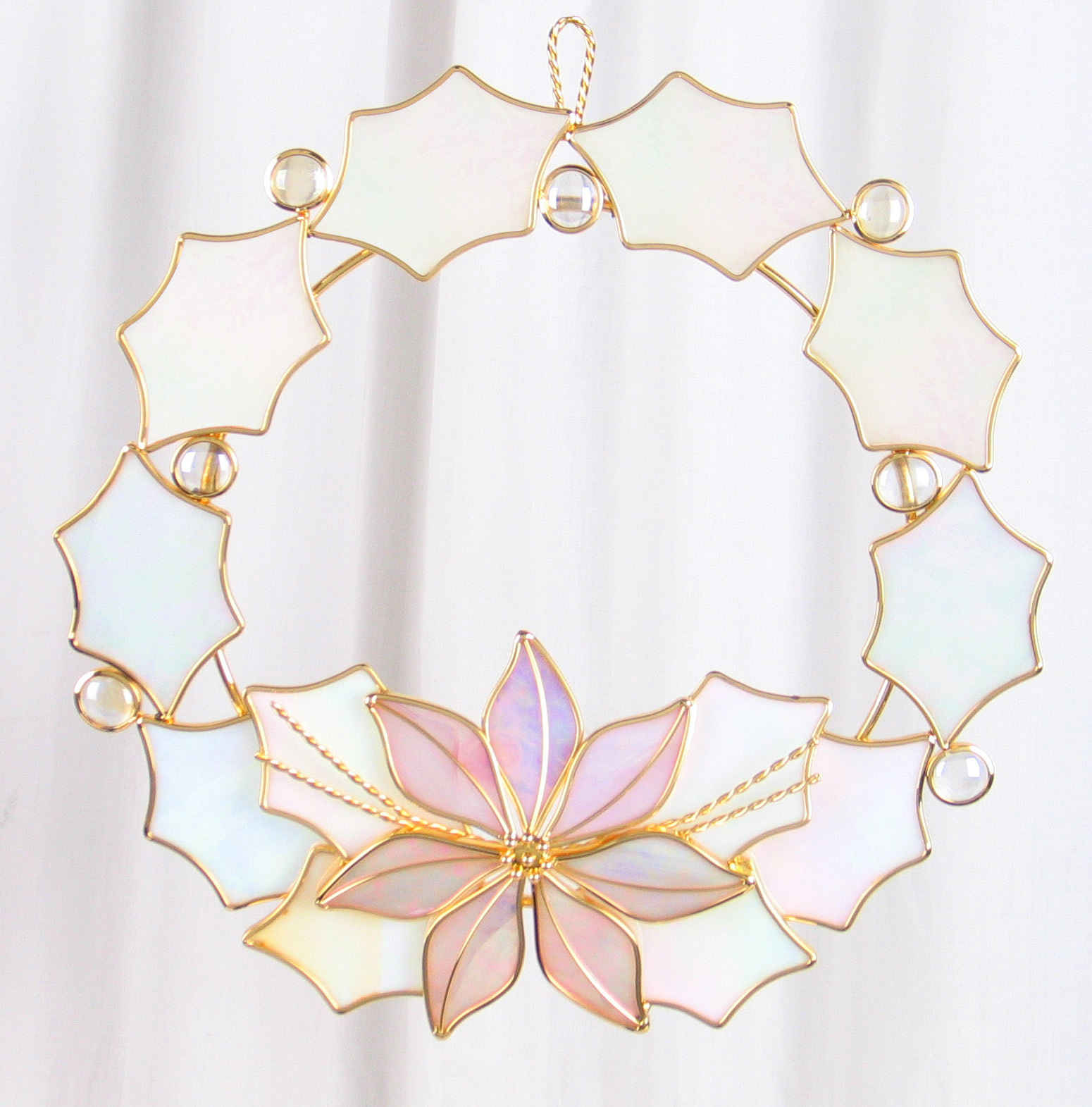 White Poinsettia Wreath <br>Can Be Personalized