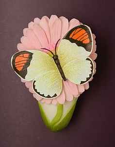 Oranged Tipped White Butterfly on Daisy Vase Magnet