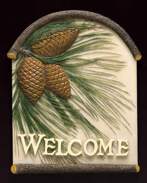 Pinecone Welcome Plaque