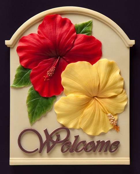 Hibiscus Welcome Plaque