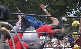 Missle dropkick finds the mark on Biohazard !