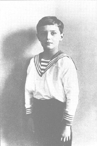 Alexei dressed in a sailor outfit