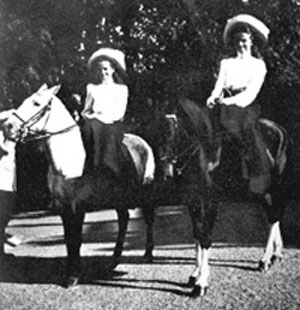 Olga and Tatiana on horseback