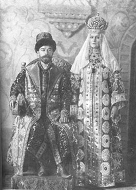 Nicholas and Alexandra dressed as an earlier tsar and his consort