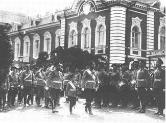 Nicholas and Alexei inspecting the army 