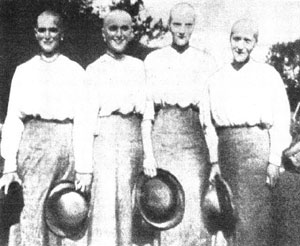 The girls with heads shaved