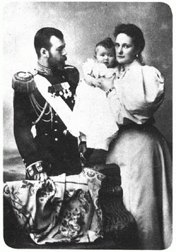 Nicholas, Alexandra holding Olga