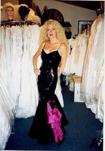 Linda in one of her many beautiful sequin gowns. 