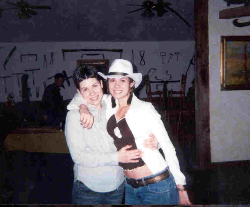 Jessica and Katie at a barn dance.