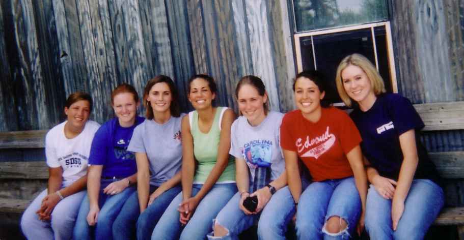 Lovely ladies at the barn swing.