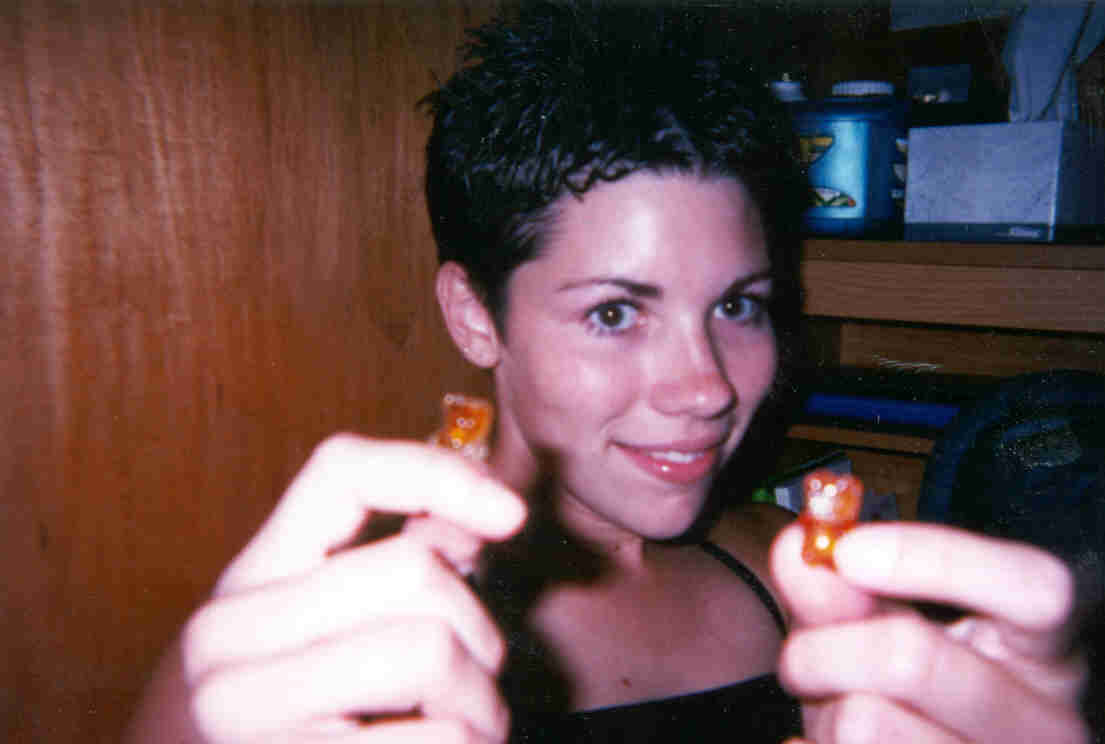 Jessica making gummy bears' version of face off.