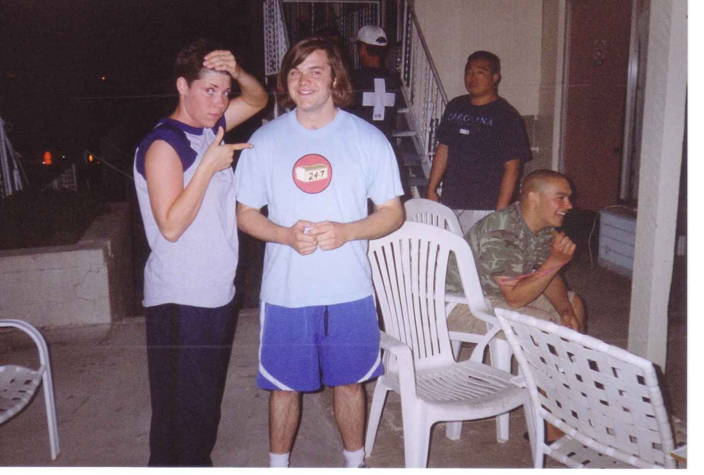 Jessica warming up rocket sauce with Jack Black.