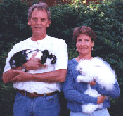 Lenny & Georgia with Mini Lop (left) and English Angora Rabbit (right)