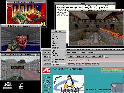 Linux with Quake, 3 Doom sessions
...click here for larger 78K image