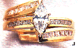 14K Gold Marquis Diamond Bridal Set, (.70 Carat Points Total Diamond Weight