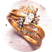 14K Gold Marquis Diamond Bridal Set, (3/4 Carat Points Total Diamond Weight