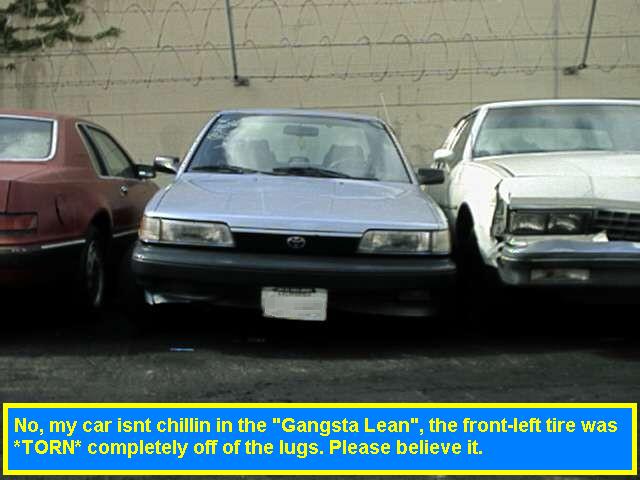 Man, that car looks more crooked than Lita's neck!