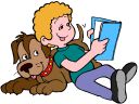 Boy and Dog Reading