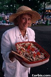 Waitress Shows Off Pasta Salad
