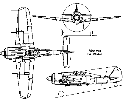 Focke Wulf Fw 190 A8 three view (5.3 kb)