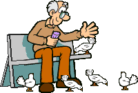 image of a man feeding birds