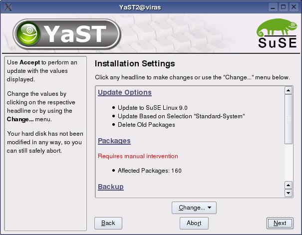 Change update settings