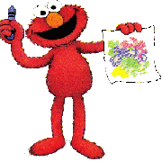 Look Elmo has colored a pic