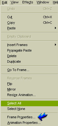 Click on Select All then click Frame Properties