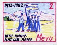 Mevu 1982 10th anniversary of liberation, 2 tanos. Click to view the minisheet.