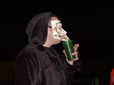 How did he drink with that mask?