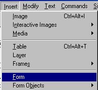 Menu: Insert, Form
