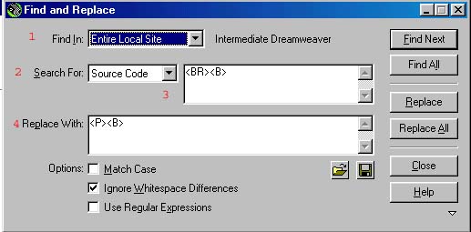 Find/Replace window: Source Code