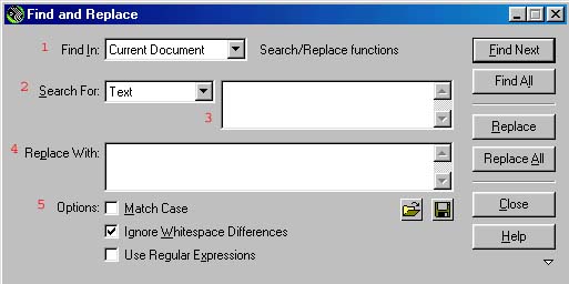Find/Replace window: Text