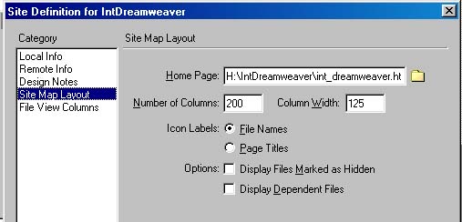 Site Definition: Site Map Layout