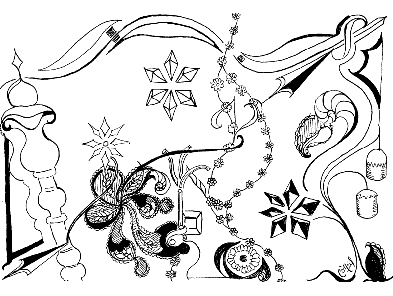 India ink and pen surreal style line art drawing