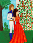 Nardia Ashni Blade and Shentay in the rose garden of Blade Manor