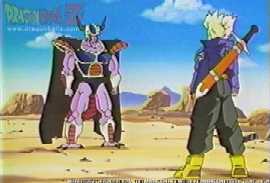 Trunks facing King Cold; he's about to kill him